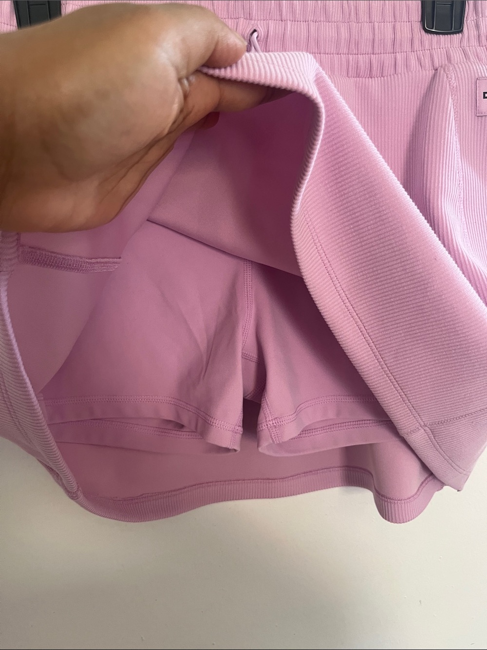 DKNY SPORT Lilac Ribbed Mini Skirt with Draw Detail - Picture 4 of 8
